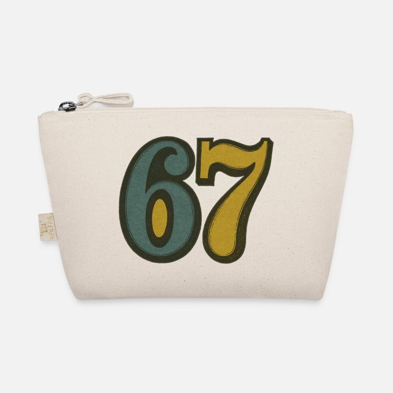 Vintage 67 Numerals Retro Typography Organic Pouch