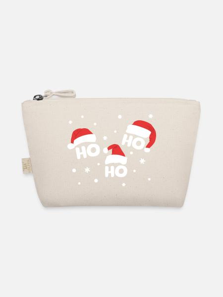 HO HO HO mit Weihnachtsmützen Weihnachtsmann - Bio-Täschchen - Natur