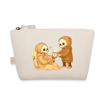 Cozy skeleton brings tea – Small gesture, lots of heart - Organic Pouch - nature - Front