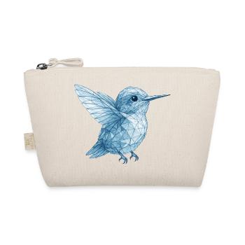 Geometric Blue Humming Bird - Organic Pouch - nature - Front
