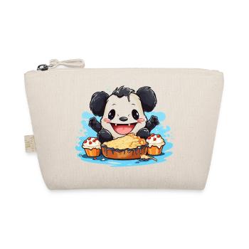 Kawaii Panda with Cake Feast - Organic Pouch - nature - Front