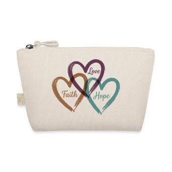 Love Faith Hope – Inspirational Heart Design - Organic Pouch - nature - Front