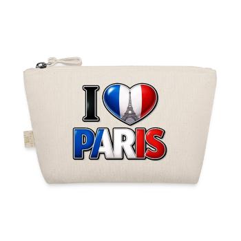 I Love Paris – Tricolor Heart and Eiffel Tower - Organic Pouch - nature - Front