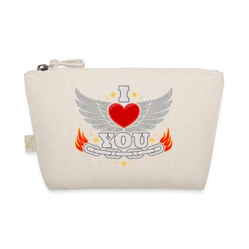 I Love You – Biker Heart Love Valentinstag - Bio-Täschchen - Natur - Vorne