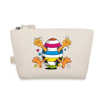Funny Chick in Easter Egg Cartoon Motif - Organic Pouch - nature - Front