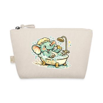 Little elephant in the bathroom shower fun - Organic Pouch - nature - Front