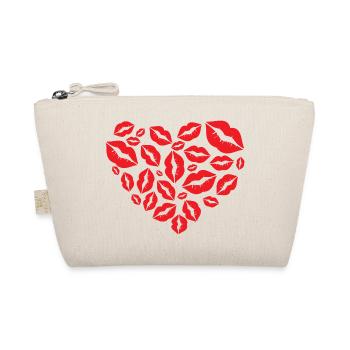 Red Lipstick Kisses Heart Romantic Love Design - Organic Pouch - nature - Front