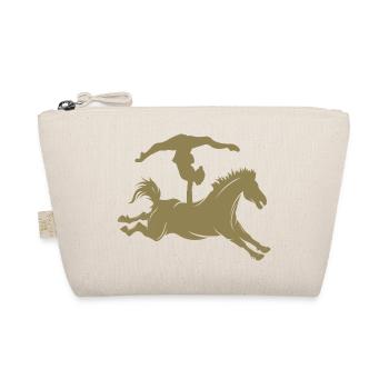Minimalist Horse Riding Silhouette Vaulting - Organic Pouch - nature - Front