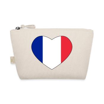 Blue white red tricolor heart - Flag FRANCE - Organic Pouch - nature - Front