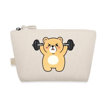 Kawaii Bear Lifts Weights - Organic Pouch - nature - Front