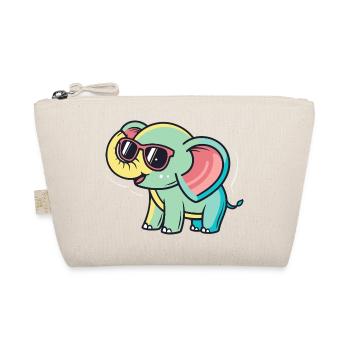 Pastel Elephant with Glasses - Organic Pouch - nature - Front