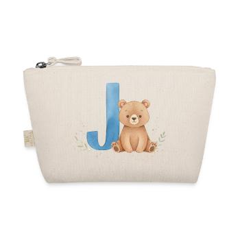 J und Teddy Bär Aquarell-Design - Bio-Täschchen - Natur - Vorne