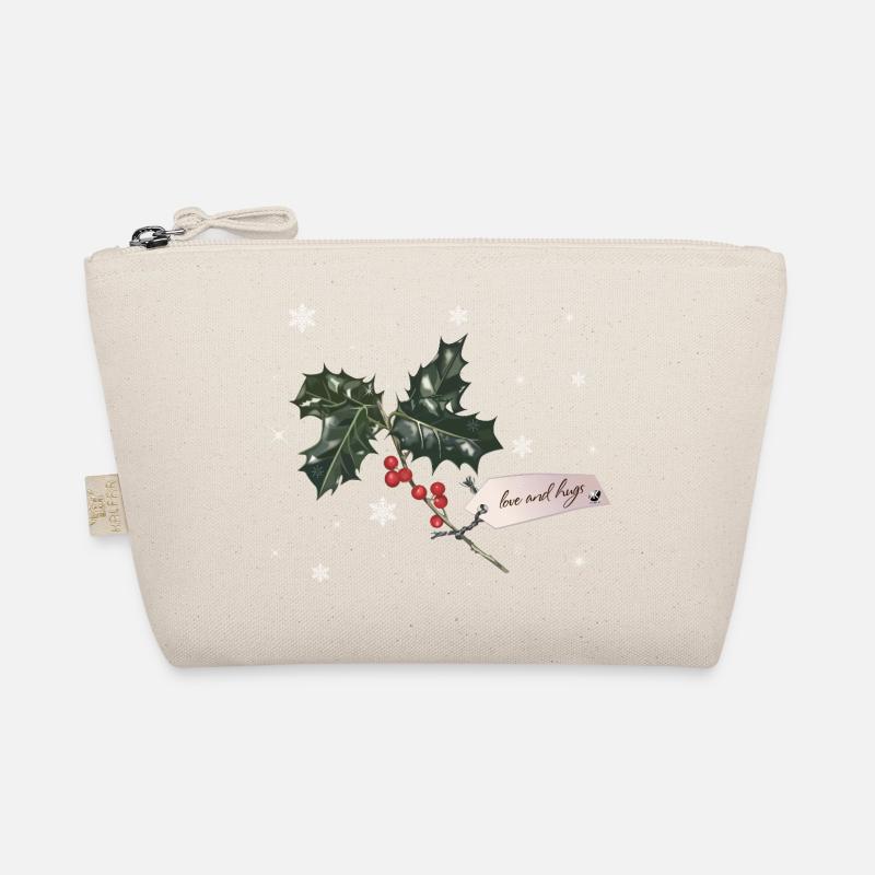 Zweig Christmas Holly mit roten Beeren - Bio-Täschchen - Natur