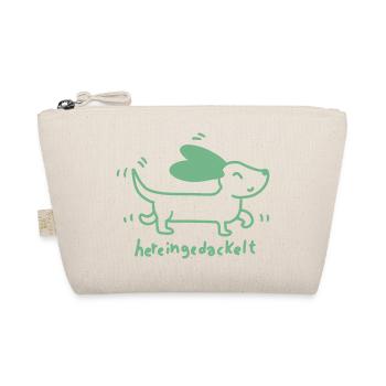  Dackel verspielt, handgezeichnet - Bio-Täschchen - Natur - Vorne