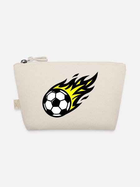 Fussball Flamme Ball - Bio-Täschchen - Natur - Vorne