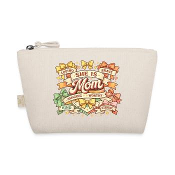 She Is Mom Retro Ribbons & Bows | Mom Gift - Organic Pouch - nature - Front