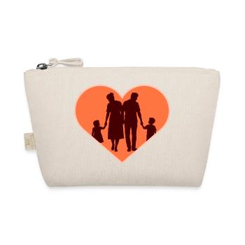 Familie Silhouette Liebe Kinder Eltern Mama Papa - Bio-Täschchen - Natur - Vorne