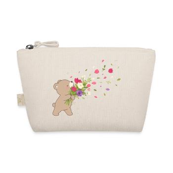 Cute bear with bouquet of flowers motif - Organic Pouch - nature - Front
