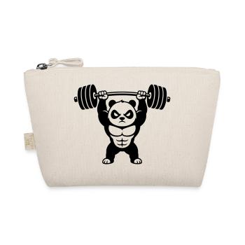 Strong panda lifts heavy dumbbell - Organic Pouch - nature - Front