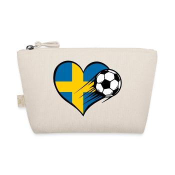 Schweden Flagge Fußball mit Herz used - Bio-Täschchen - Natur - Vorne