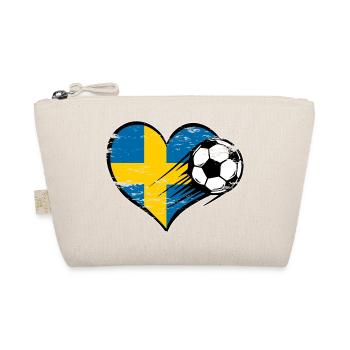 Schweden Flagge Fußball mit Herz - Bio-Täschchen - Natur - Vorne