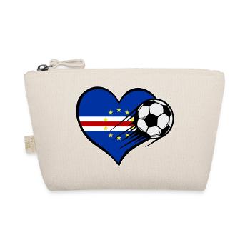 Kap Verde Flagge Fußball mit Herz  - Bio-Täschchen - Natur - Vorne