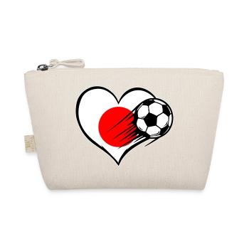 Japan Flagge Fußball mit Herz - Bio-Täschchen - Natur - Vorne