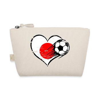 Japan Flagge Fußball mit Herz used - Bio-Täschchen - Natur - Vorne