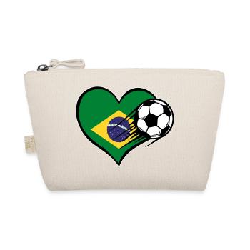 Brasilien Flagge Fußball mit Herz - Bio-Täschchen - Natur - Vorne
