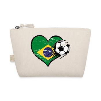 Brasilien Flagge Fußball mit Herz used - Bio-Täschchen - Natur - Vorne