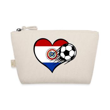 Paraguay Flagge Fußball mit Herz - Bio-Täschchen - Natur - Vorne