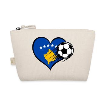 Kosovo flag football with heart used - Organic Pouch - nature - Front