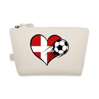 Dänemark Flagge Fußball mit Herz - Bio-Täschchen - Natur - Vorne