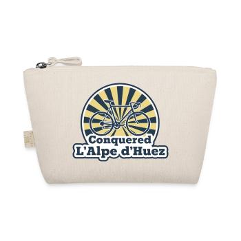 Conquered L'Alpe d'Huez Retro Bicycle Art - Organic Pouch - nature - Front