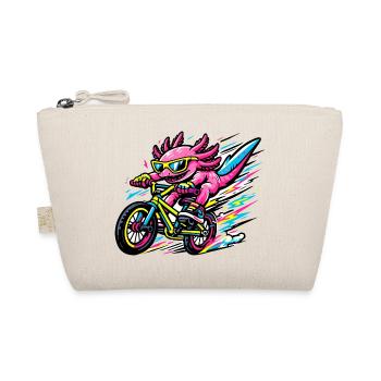 Neon Axolotl on the Bike - Organic Pouch - nature - Front