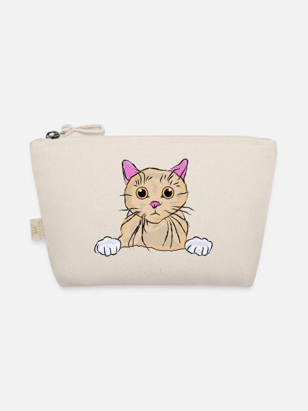 Curious Kitten Pop Art - Organic Pouch - nature