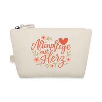 Altenpflege Herz Blüten-Design - Bio-Täschchen - Natur - Vorne