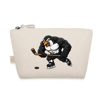 Pinguin Eishockey Spieler Comic Motiv - Bio-Täschchen - Natur - Vorne