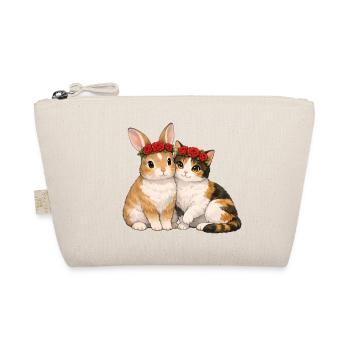 Kaninchen und Katze - Bio-Täschchen - Natur - Vorne