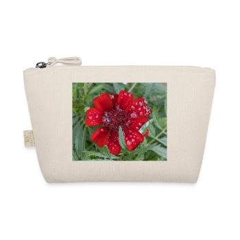 Rote Kleinblattblüte, bedeckt mit Wassertropfen, - Bio-Täschchen - Natur - Vorne