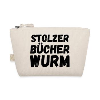 Stolzer Bücherwurm Humor - Bio-Täschchen - Natur - Vorne