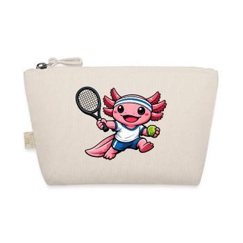 Axolotl beim Tennis – Süßes Sportmotiv - Bio-Täschchen - Natur - Vorne