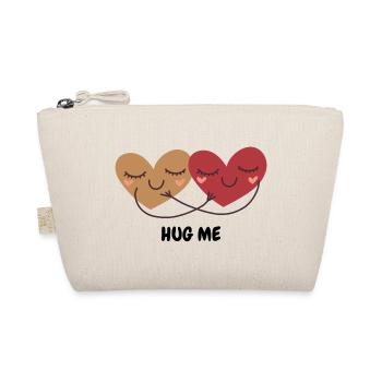 Two cuddling hearts hug - Organic Pouch - nature - Front