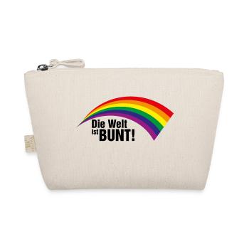 Regenbogen Flagge Fahne Die Welt ist bunt Toleranz - Bio-Täschchen - Natur - Vorne