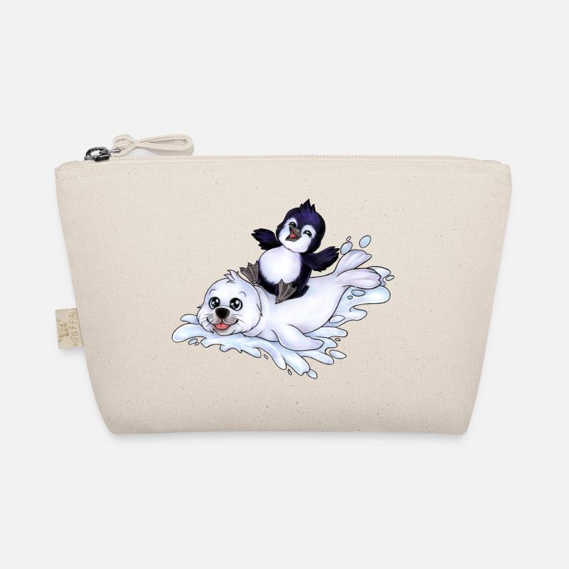 Niedlicher Chibi Pinguin auf Robbe Schlitten Bio-Täschchen