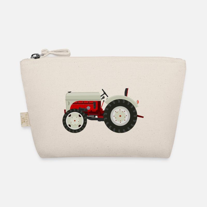 Retro Oldtimer-Traktor beige Bio-Täschchen