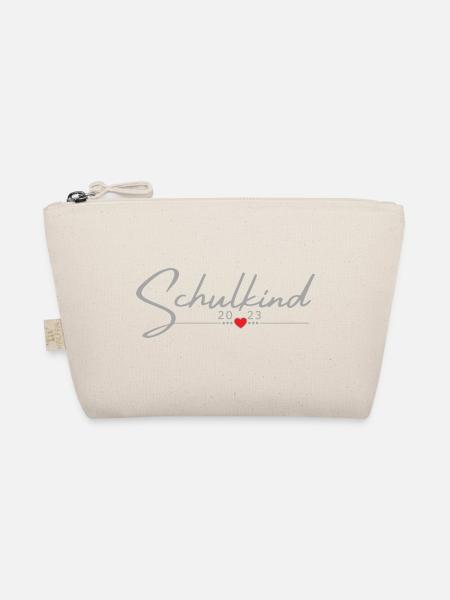 Schulkind Herz mit Namen personalisieren - Bio-Täschchen - Natur