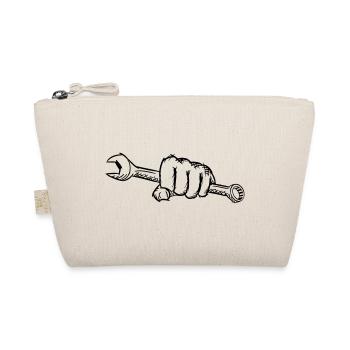 Wrench in hand/fist, drawing - Organic Pouch - nature - Front