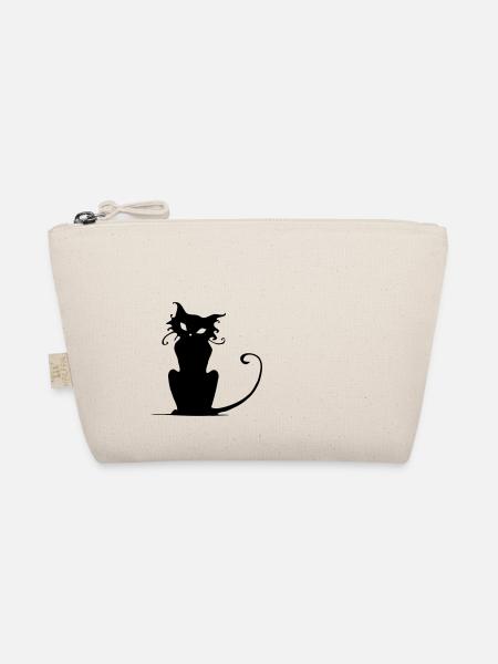 Elegante Katzensilhouette - Bio-Täschchen - Natur - Vorne