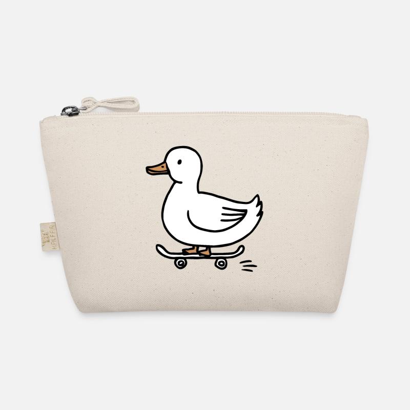 Funny duck on a skateboard for skaters Organic Pouch